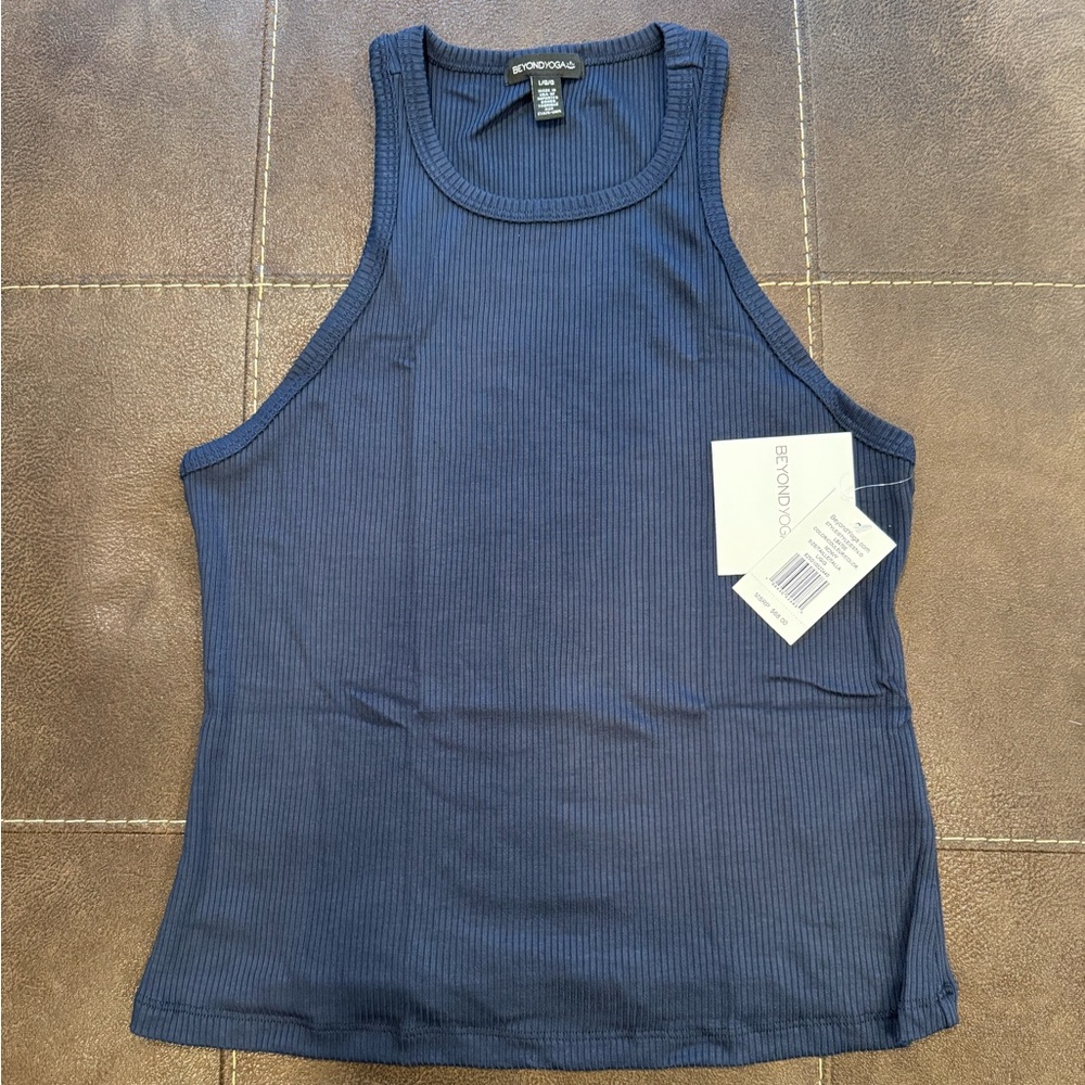 Beyond Yoga Deep Blue Ribbed Top NWT